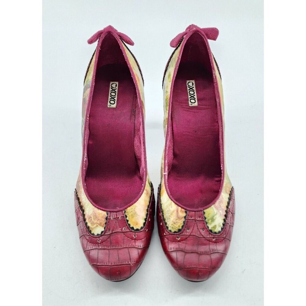XOXO Women's Y2K Leather Cap Toe Floral Pump Heels Girly Soft Romantic Size 10 - Picture 2 of 13